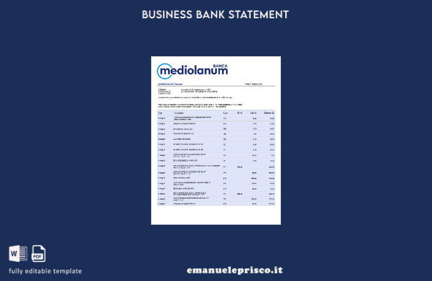 stile verificato Estratto conto bancario Banca Mediolanum Modello Word e PDF